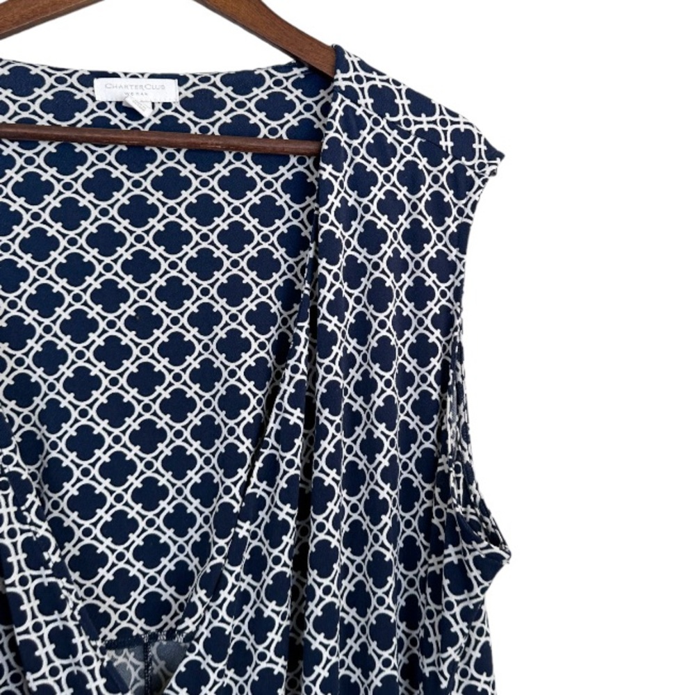 Charter Club Blue White Faux Wrap Dress Size 3X - Picture 3 of 7